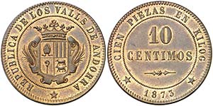 1873. Andorra. 10 céntimos. (AC. 2). 10,15 ... 