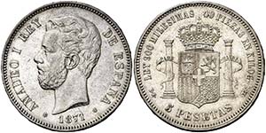 1871*1873. Amadeo I. DEM. 5 pesetas. (AC. ... 