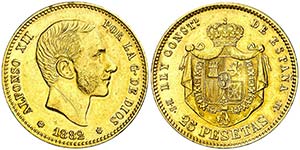 1882*1882. Alfonso XII. MSM. 25 pesetas. ... 