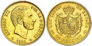 1885*1885. Alfonso XII. MSM. 25 pesetas. ... 