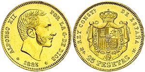1885*1886. Alfonso XII. MSM. 25 pesetas. ... 