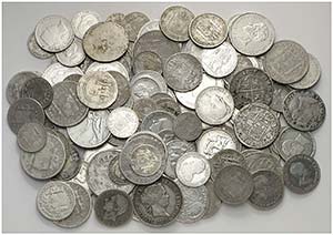Lote de 125 monedas españolas en plata, ... 