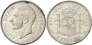 1882/1*1882/1. Alfonso XII. MSM. 5 pesetas. ... 