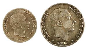 1885. Alfonso XII. Manila. 10 y 20 centavos. ... 