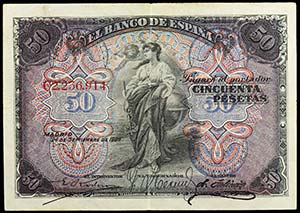 1906. 50 pesetas. (Ed. B99a) (Ed. 315a).  24 ... 