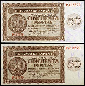 1936. Burgos. 50 pesetas. (Ed. D21a) (Ed. ... 