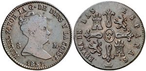 1837. Isabel II. Segovia. 8 maravedís. (AC. ... 