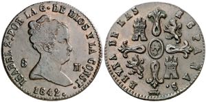 1842. Isabel II. Segovia. 8 maravedís. (AC. ... 