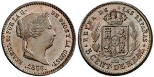 1856. Isabel II. Segovia. 5 céntimos de ... 