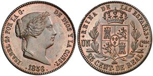 1856. Isabel II. Segovia. 25 céntimos de ... 