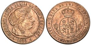 1866. Isabel II. Jubia. OM. 1/2 céntimo de ... 