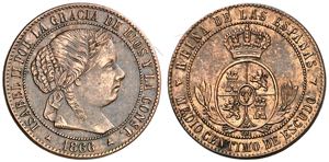 1866. Isabel II. Segovia. OM. 1/2 ... 