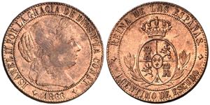 1866. Isabel II. Jubia. 1 céntimo de ... 