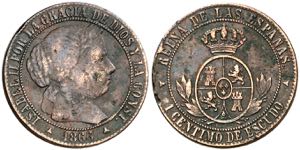 1866. Isabel II. Segovia. 1 céntimo de ... 