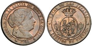 1868. Isabel II. Sevilla. OM. 1 céntimo de ... 