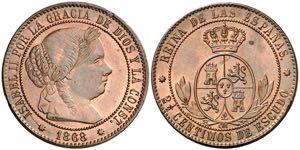 1868. Isabel II. Barcelona. OM. 2 1/2 ... 