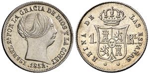 1852. Isabel II. Barcelona. 1 real. (AC. ... 