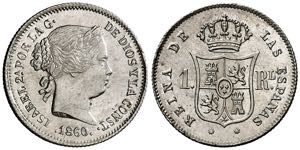 1860/59. Isabel II. Barcelona. 1 real. (AC. ... 