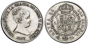 1847. Isabel II. Madrid. CL. 1 real. (AC. ... 