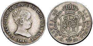 1848. Isabel II. Madrid. CL. 1 real. (AC. ... 