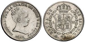 1849. Isabel II. Madrid. CL. 1 real. (AC. ... 