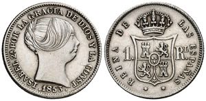 1853. Isabel II. Madrid. 1 real. (AC. 303). ... 