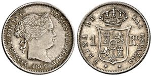 1862. Isabel II. Madrid. 1 real. (AC. 311).  ... 