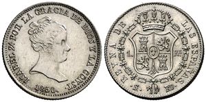 1850. Isabel II. Sevilla. RD. 1 real. (AC. ... 