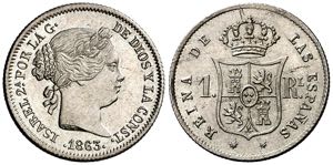 1863. Isabel II. Sevilla. 1 real. (AC. 336). ... 