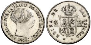 1853. Isabel II. Barcelona. 2 reales. (AC. ... 