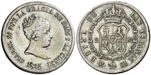 1845. Isabel II. Madrid. CL. 2 reales. (AC. ... 