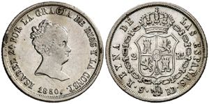 1850. Isabel II. Sevilla. RD. 2 reales. (AC. ... 