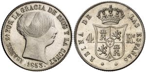 1853. Isabel II. Barcelona. 4 reales. (AC. ... 
