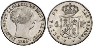 1854. Isabel II. Barcelona. 4 reales. (AC. ... 