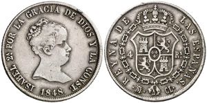 1848. Isabel II. Madrid. CL. 4 reales. (AC. ... 