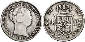 1853. Isabel II. Madrid. 4 reales. (AC. ... 