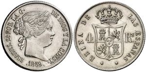 1859. Isabel II. Madrid. 4 reales. (AC. ... 