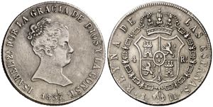 1837. Isabel II. Sevilla. DR. 4 reales. (AC. ... 