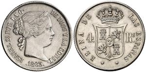 1863. Isabel II. Sevilla. 4 reales. (AC. ... 