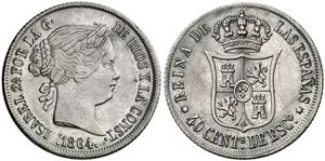 1864. Isabel II. Madrid. 40 céntimos de ... 