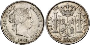 1859. Isabel II. Madrid. 10 reales. (AC. ... 