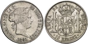 1860. Isabel II. Madrid. 10 reales. (AC. ... 