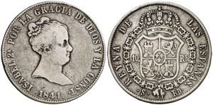 1841. Isabel II. Sevilla. RD. 10 reales. ... 