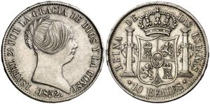 1852. Isabel II. Sevilla. 10 reales. (AC. ... 