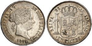 1865. Isabel II. Madrid. 1 escudo. (AC. ... 