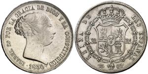 1850. Isabel II. Madrid. CL. 20 reales. (AC. ... 
