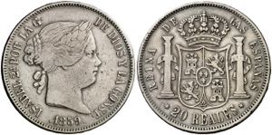 1859. Isabel II. Madrid. 20 reales. (AC. ... 