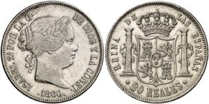 1860. Isabel II. Madrid. 20 reales. (AC. ... 