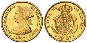 1862/1. Isabel II. Madrid. 20 reales. (AC. ... 