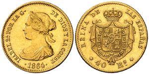 1864. Isabel II. Madrid. 40 reales. (AC. ... 